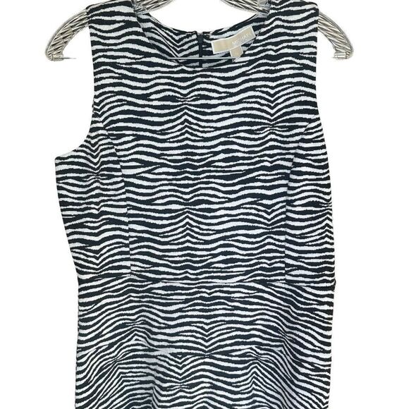NWT Michael Kors Sleeveless Sheath Midi Dress Black - White Size 12 - Picture 5 of 7